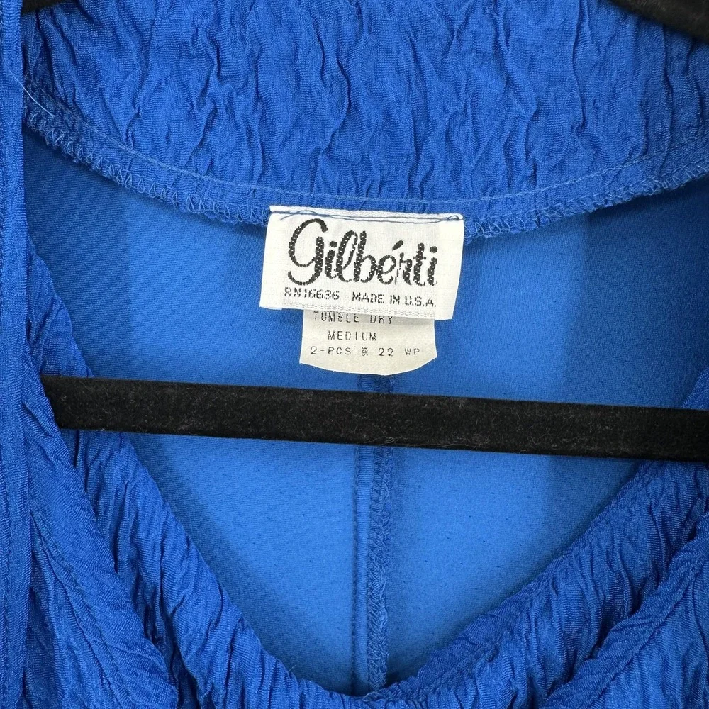 Vintage Gilberti Dress Set Womens Medium Crinkle 2 Piece‎ Jacket Made USA 90s